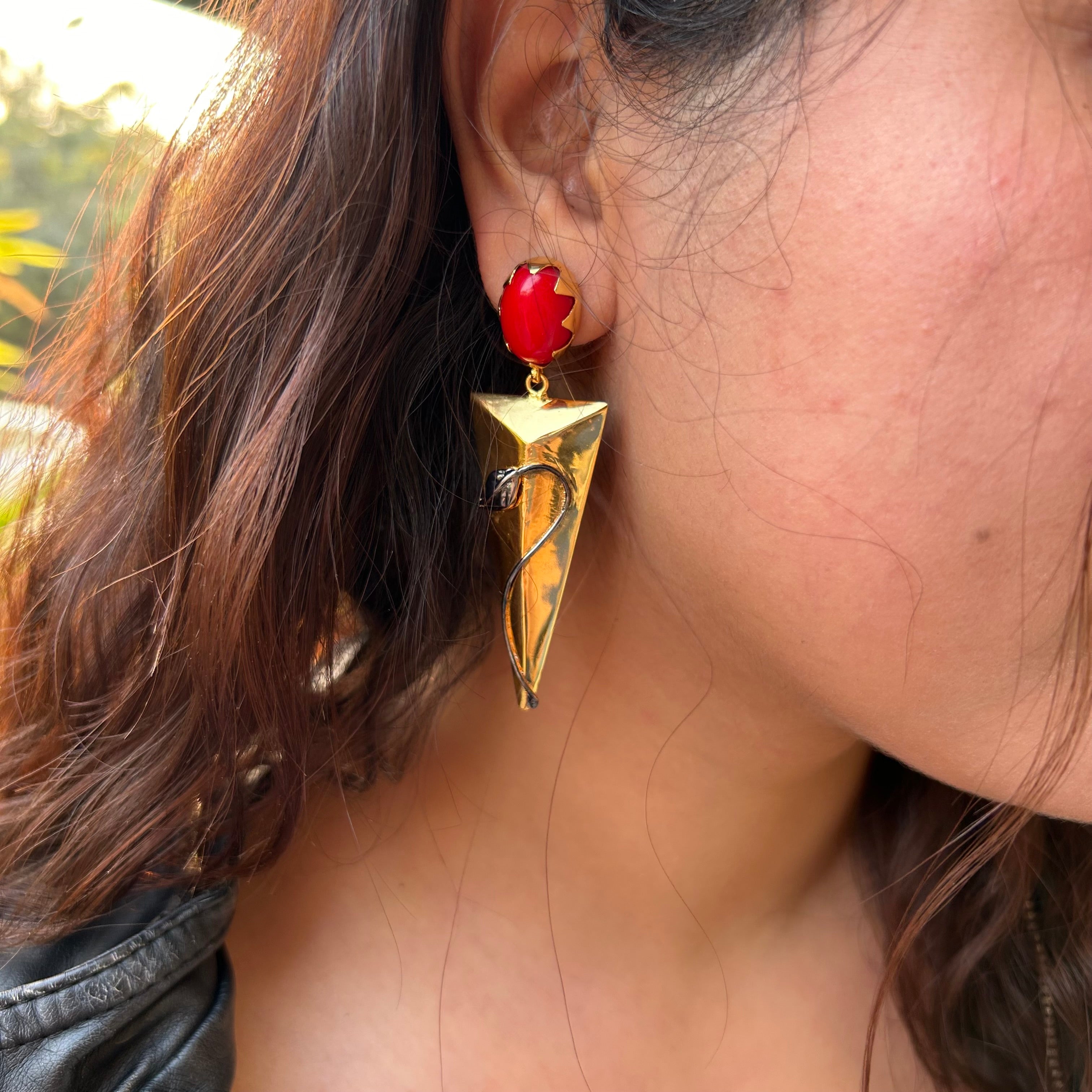 Coral Serpent Earrings