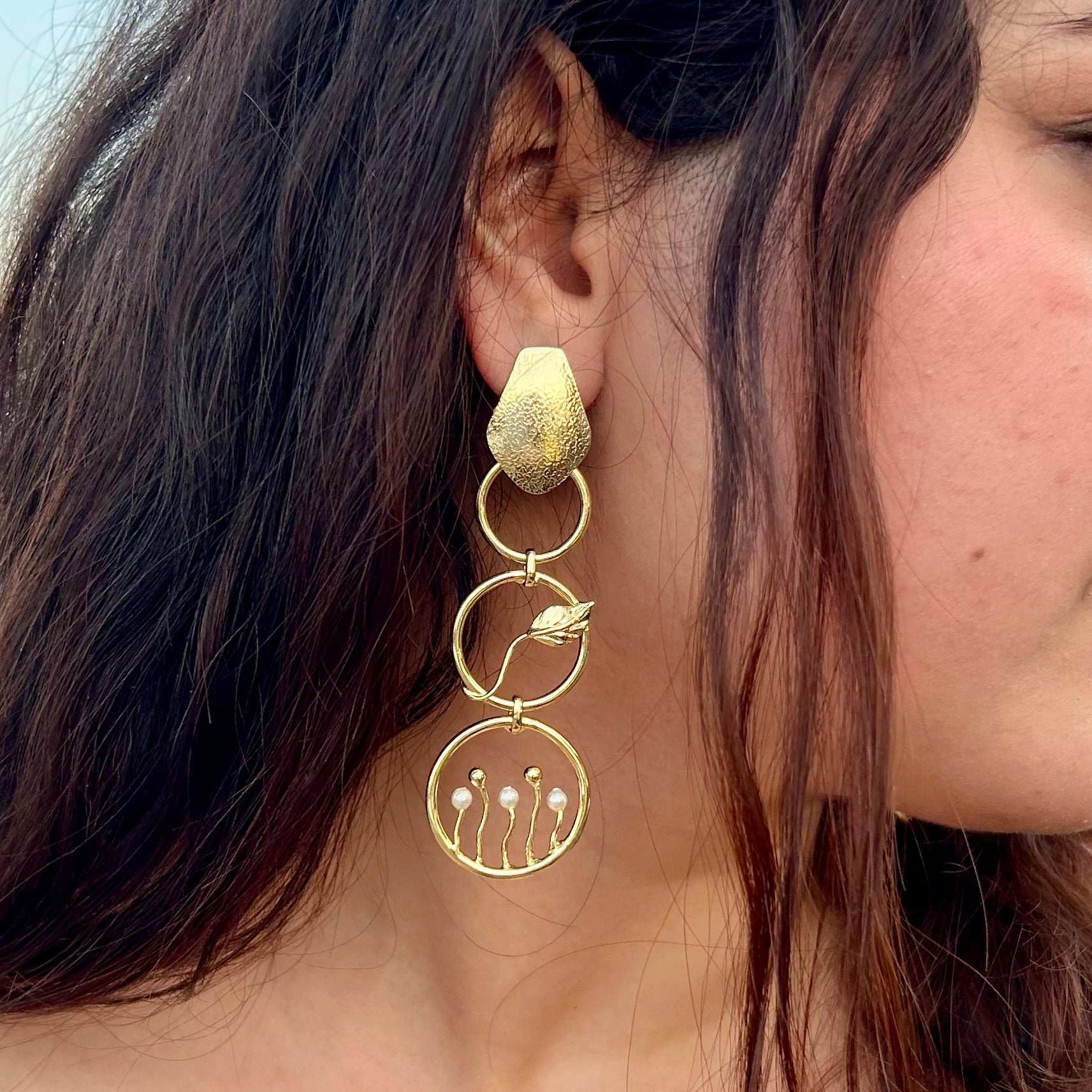 "Golden Harmony" Long Earrings