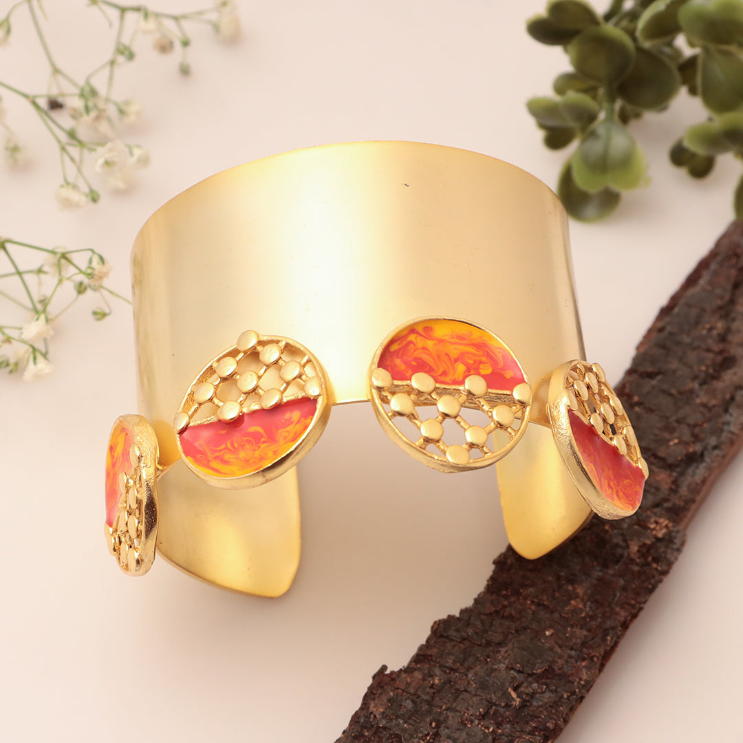 Wonderous Wristlets -- 'Flame And Elegance' Orange-Red-Yellow Cuffs