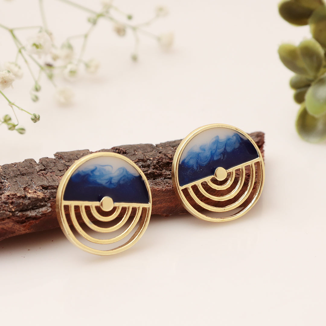 The Quaint Ornament -- Indigo Stud Earrings