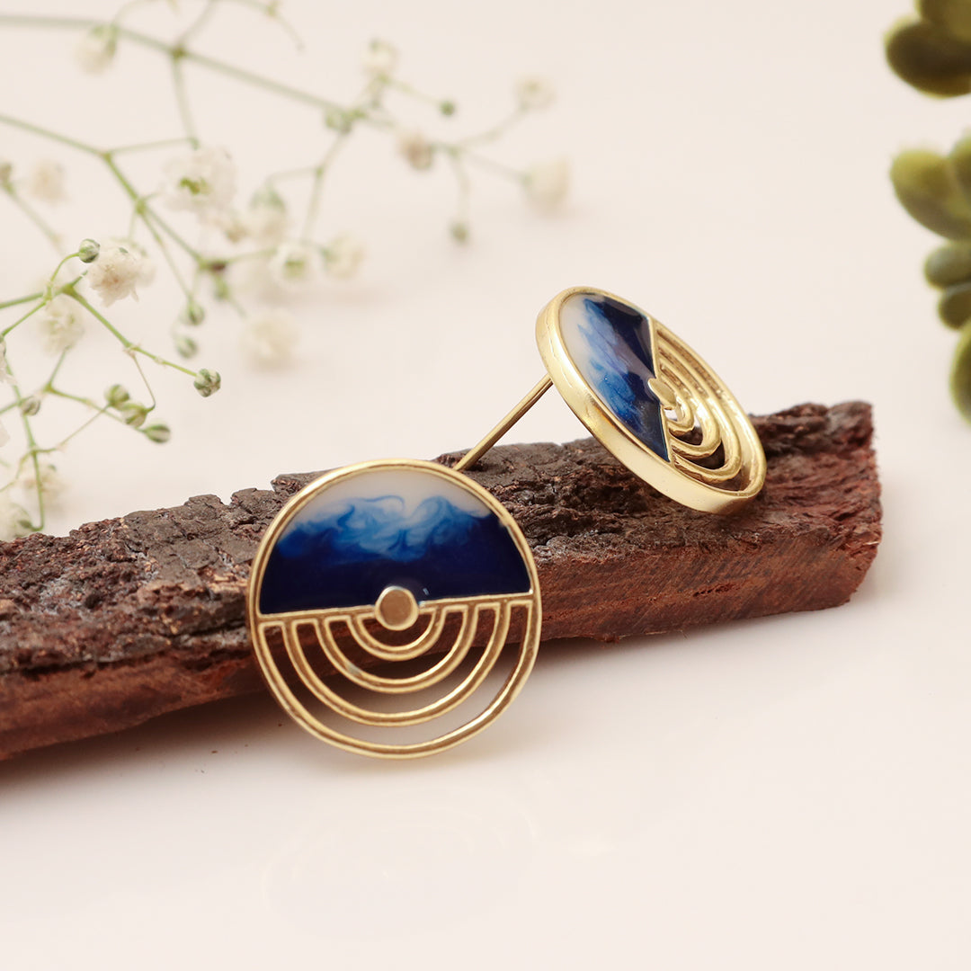 The Quaint Ornament -- Indigo Stud Earrings