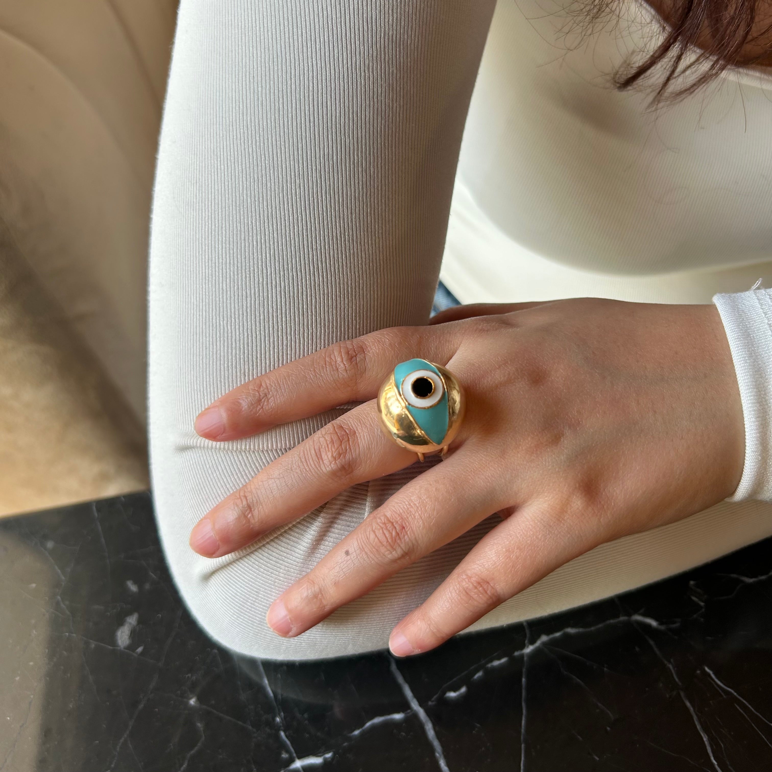 High-Dome Evil Eye Ring