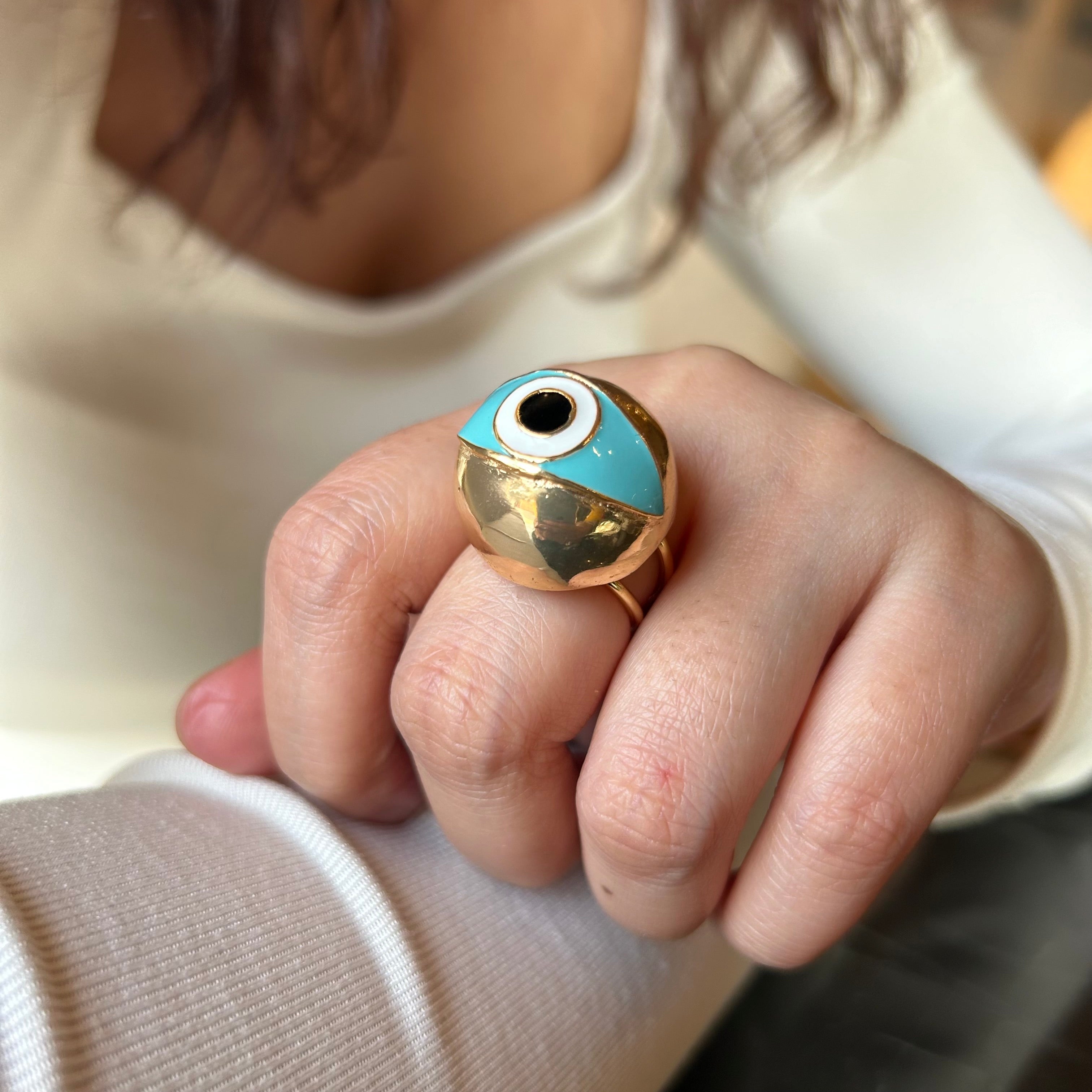 High-Dome Evil Eye Ring