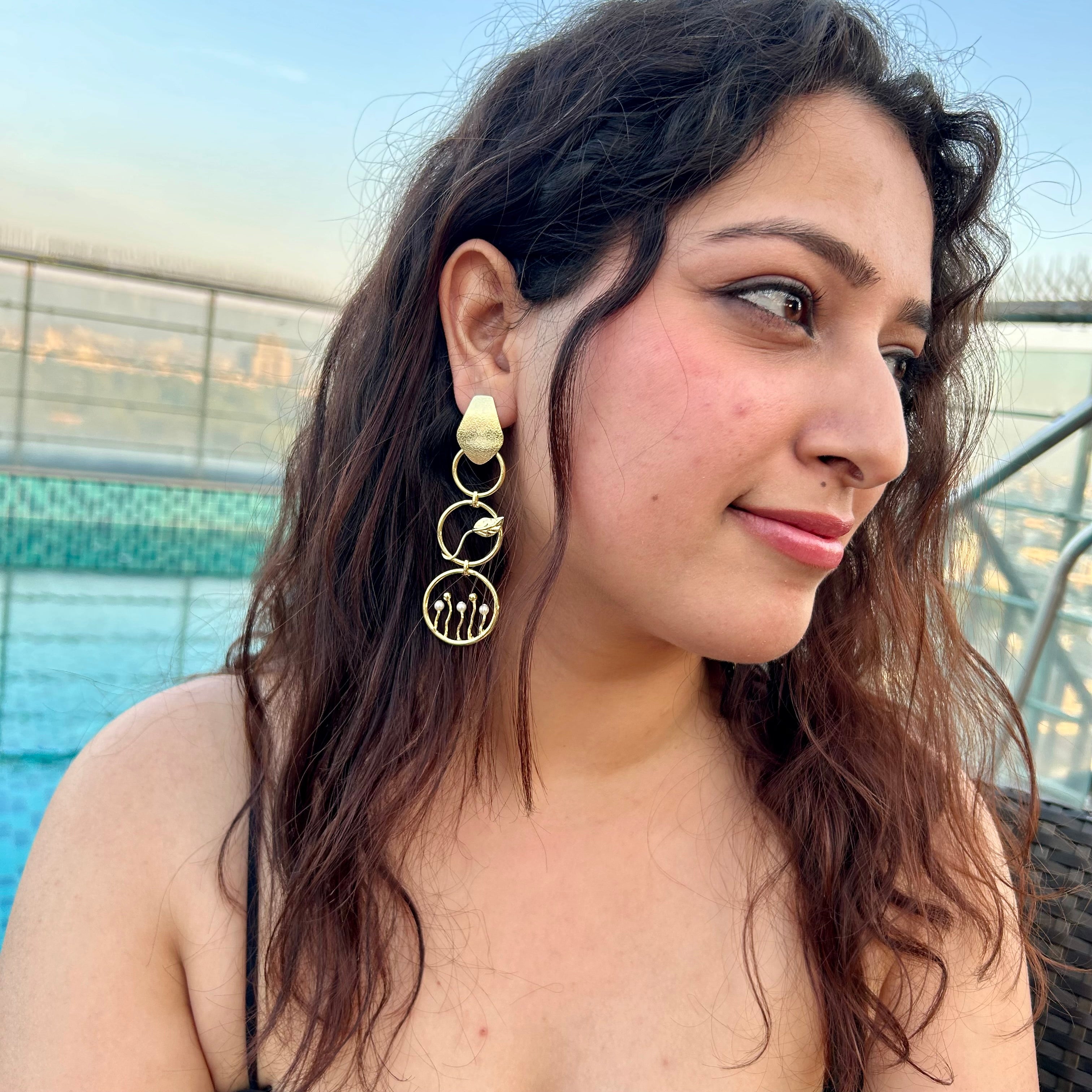 "Golden Harmony" Long Earrings