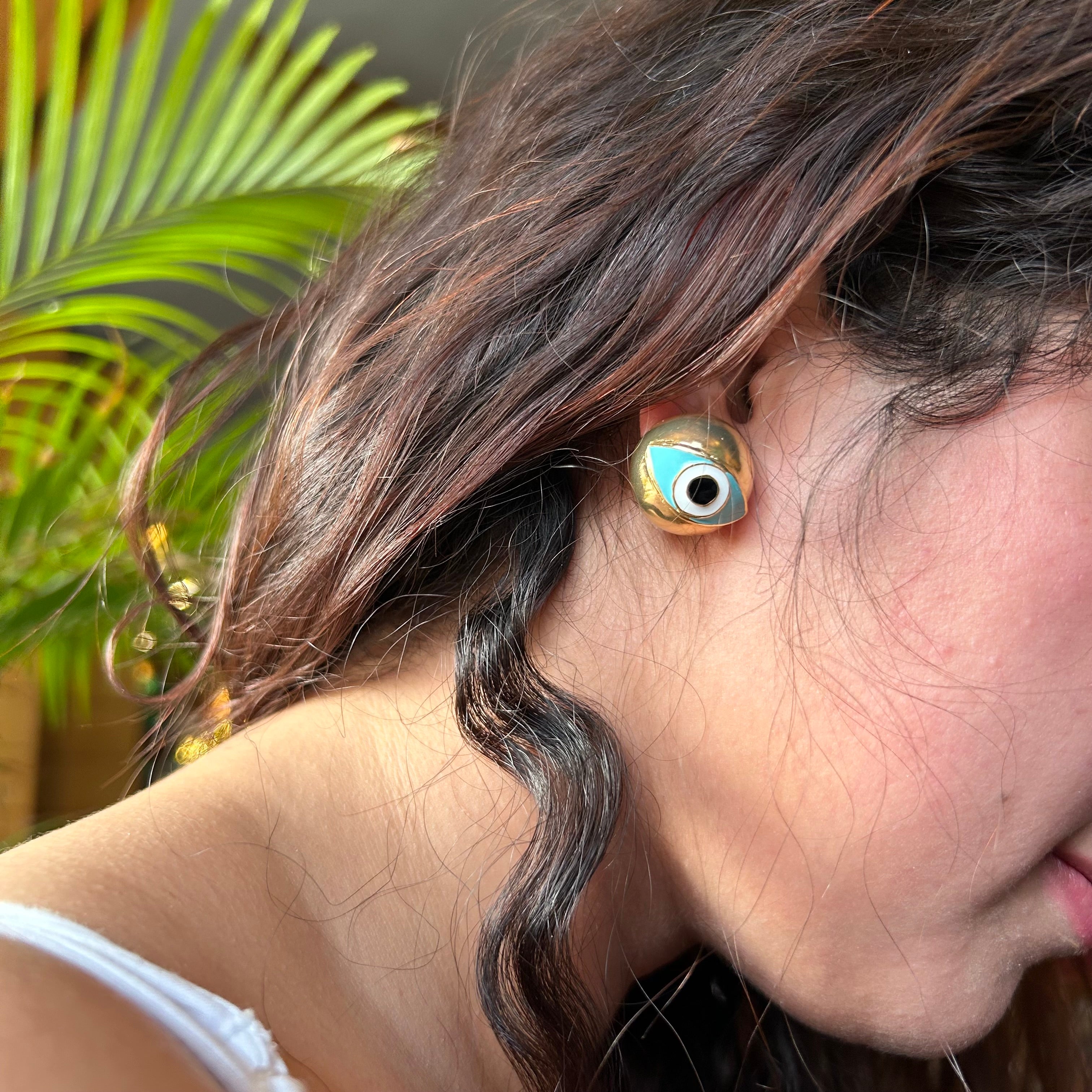 High-Dome Evil Eye Earring