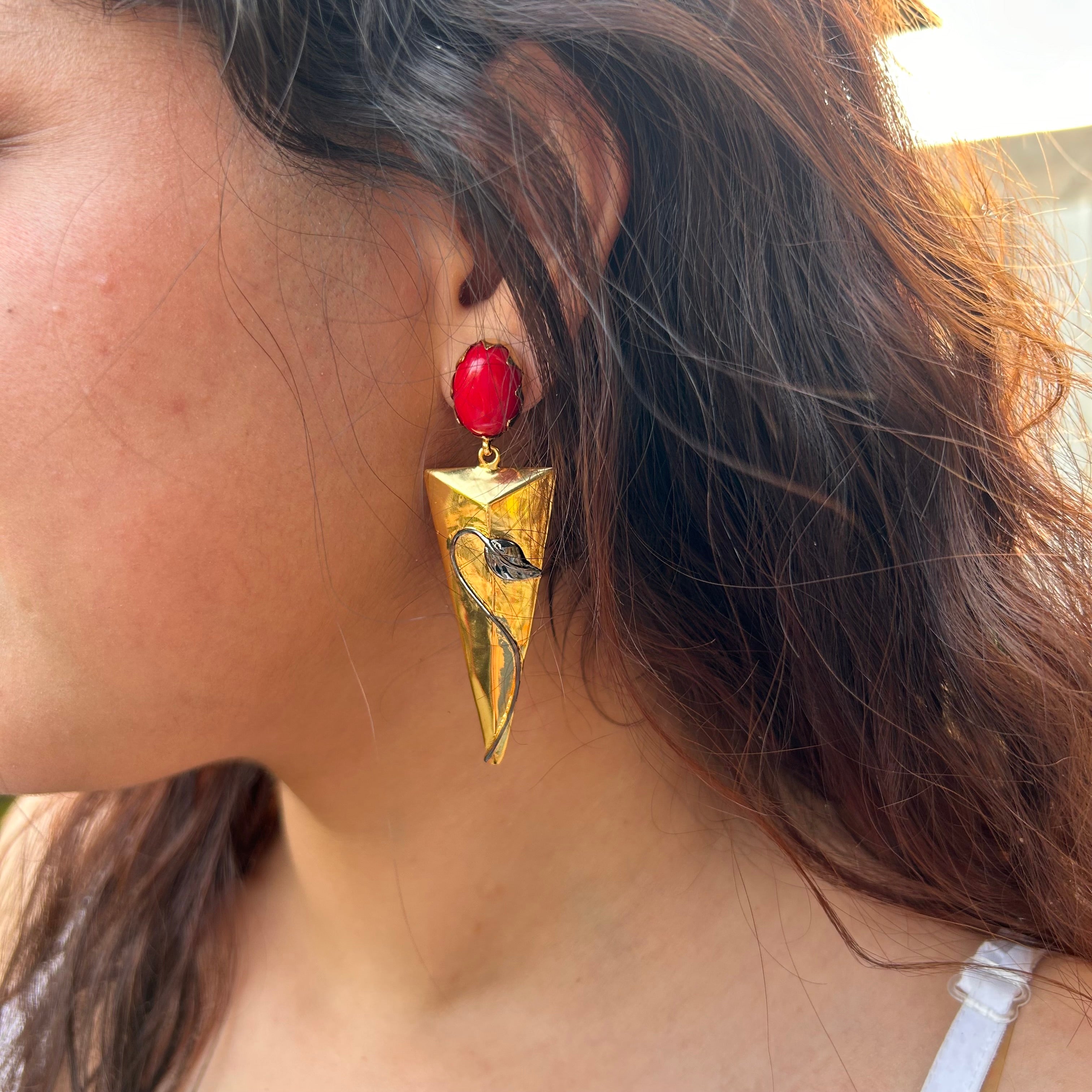 Coral Serpent Earrings