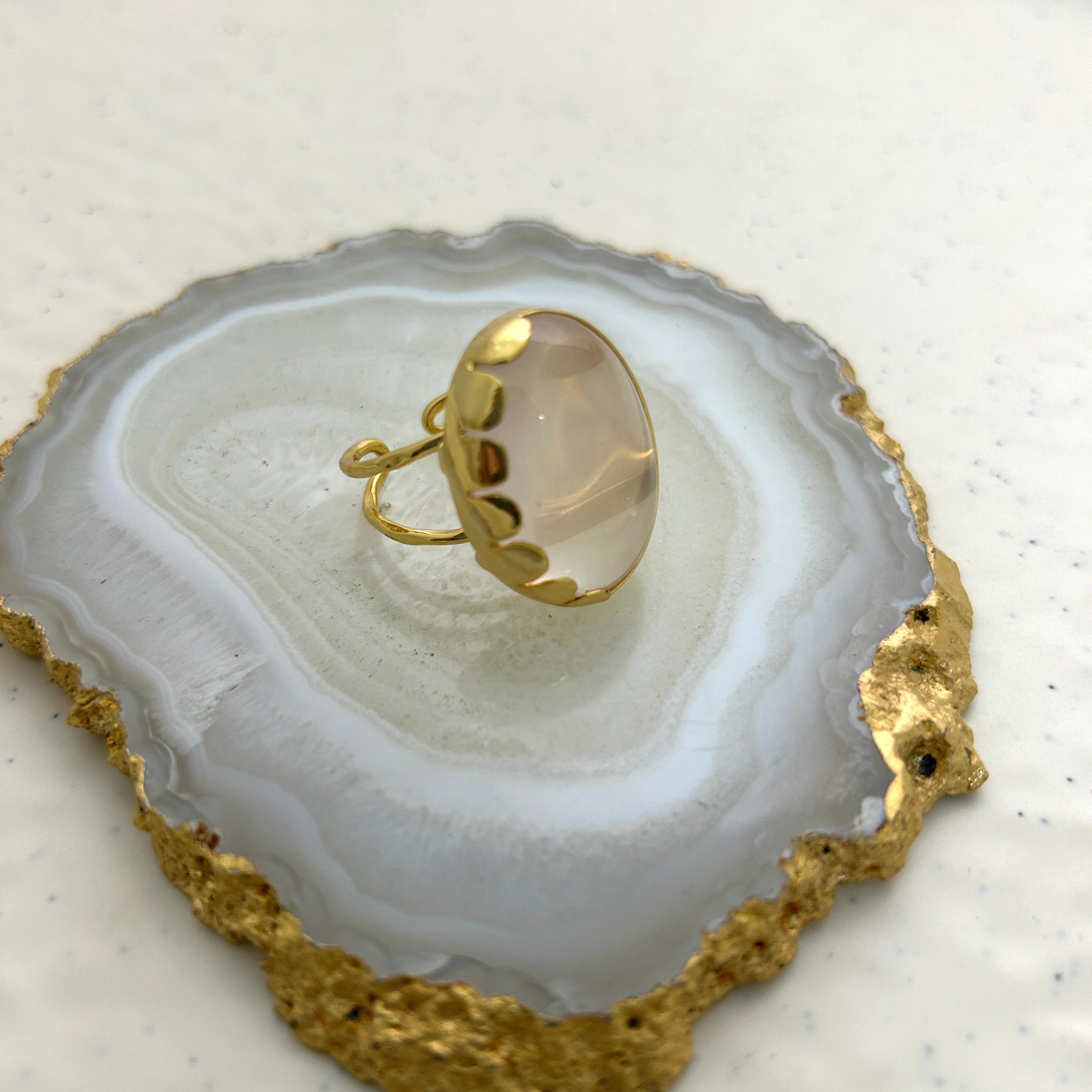 Light Pink Chalcedony Ring