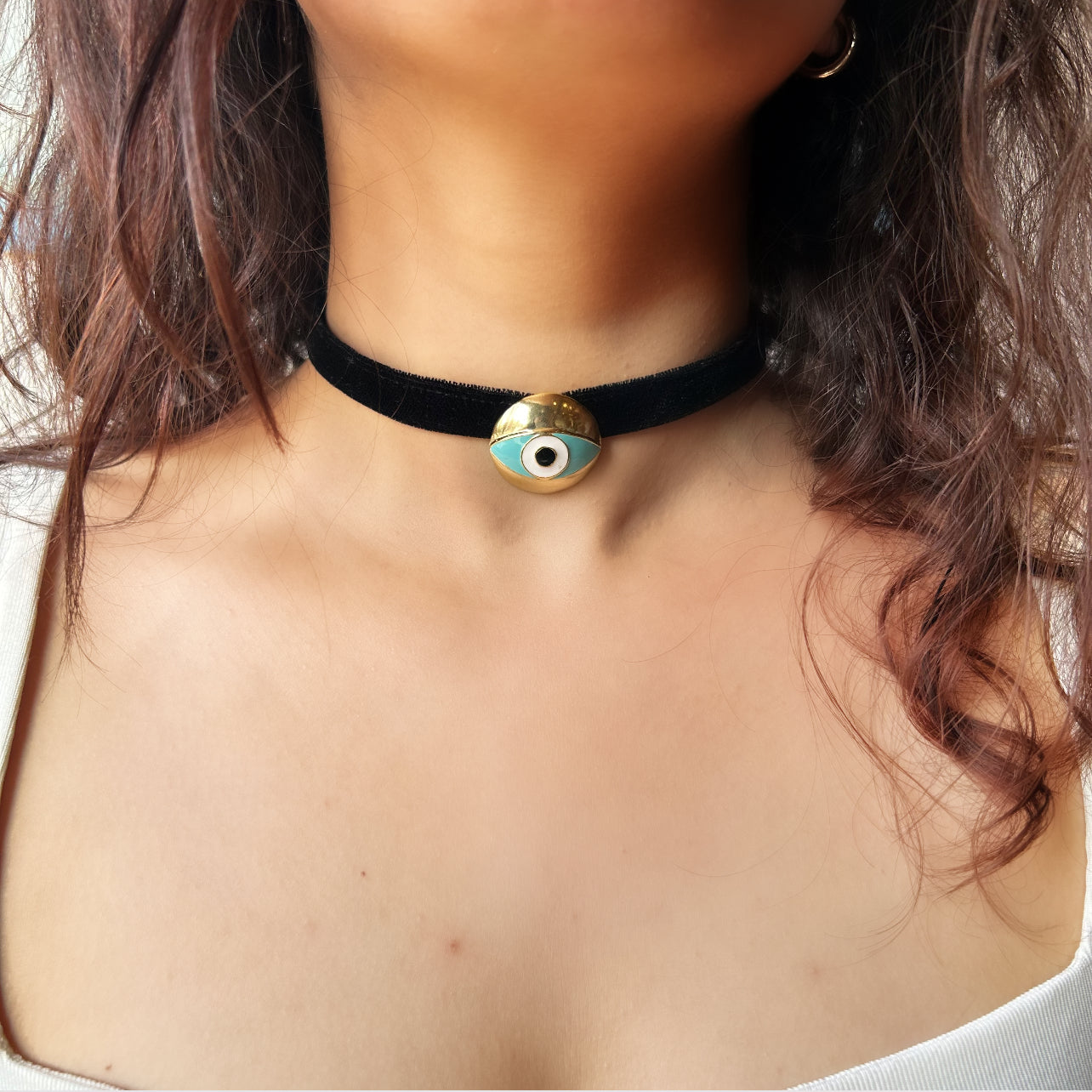 Evil Eye Velvet Choker Neckpiece