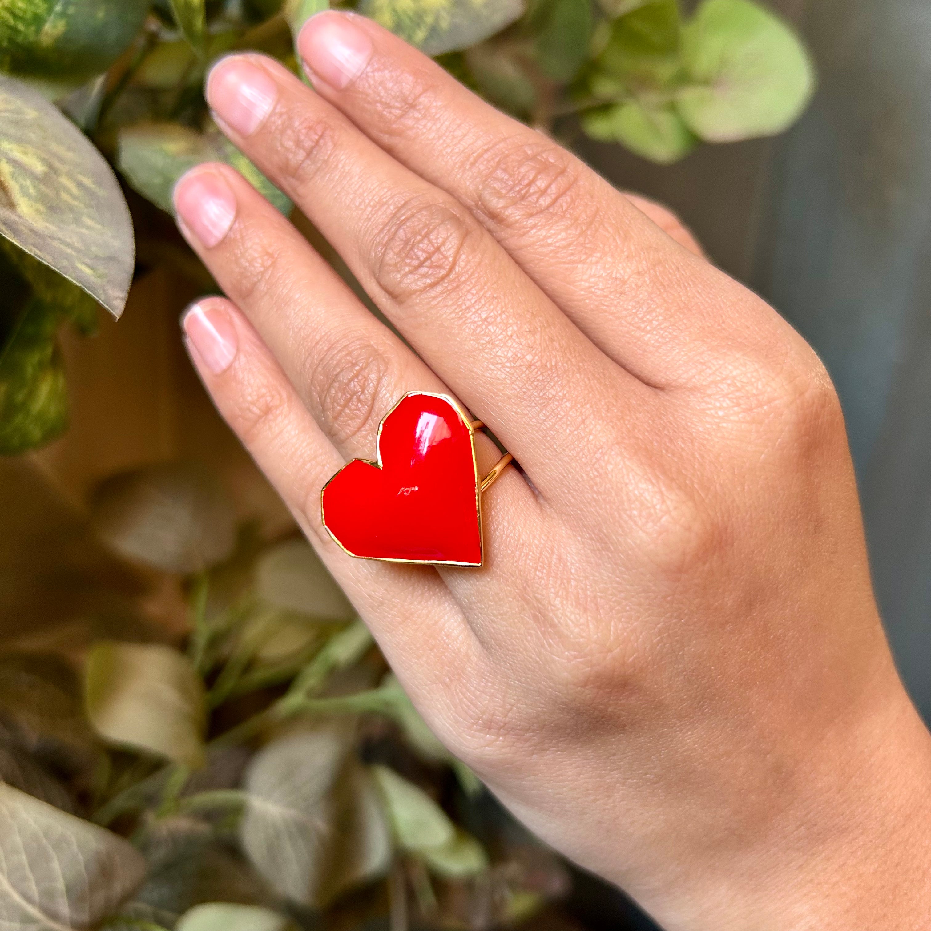 "Crimson Heartbeat" Enamel Ring