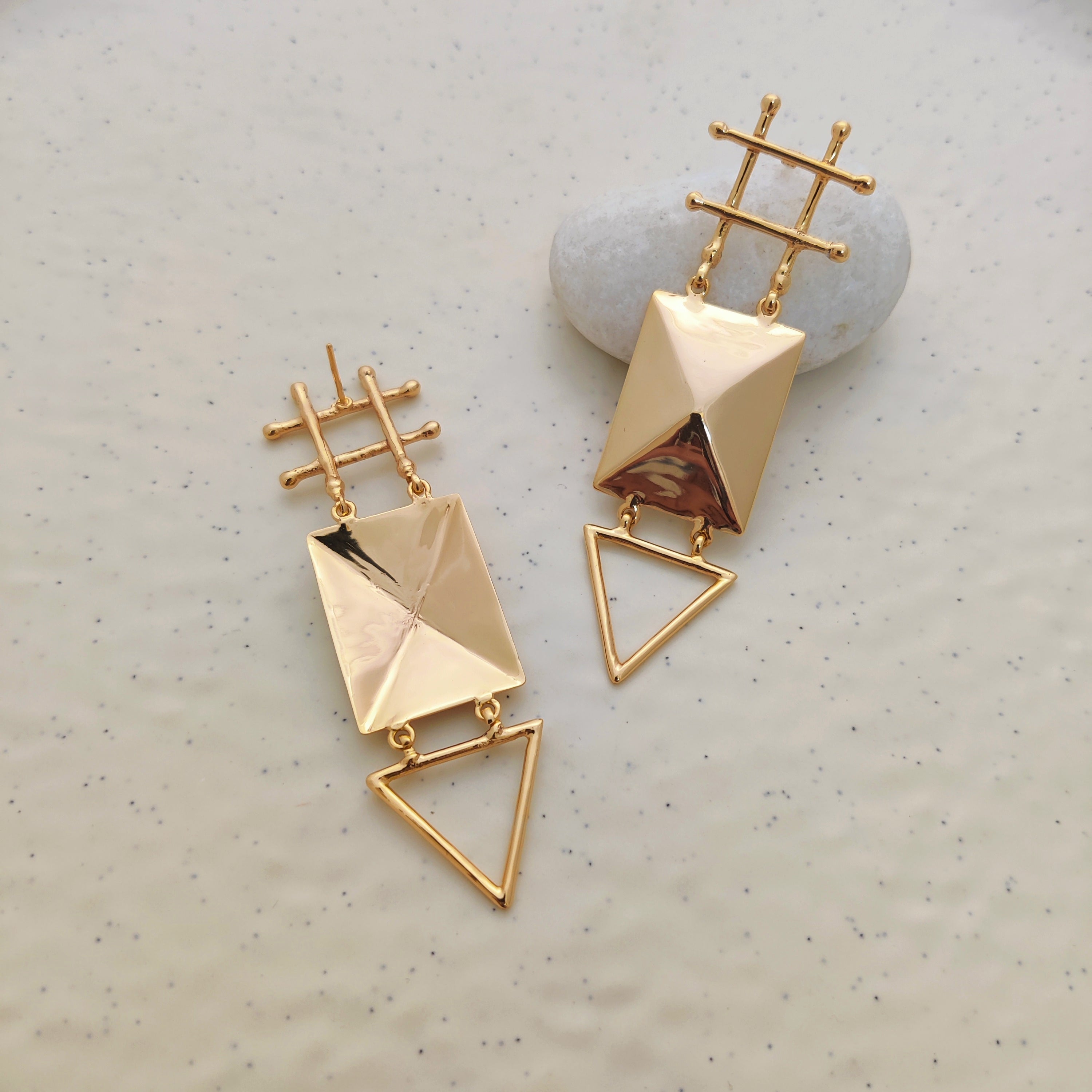 TriRect & hash Earrings