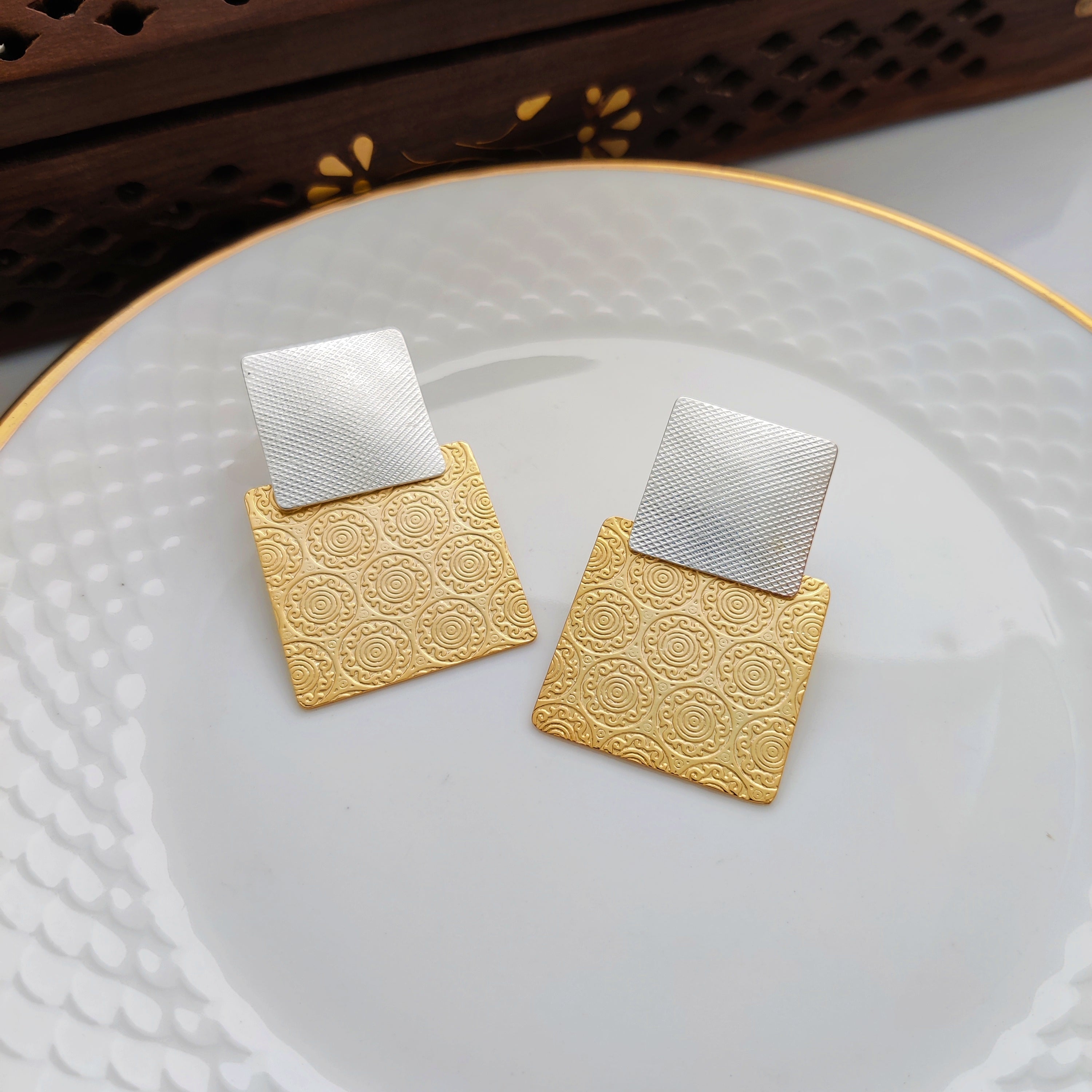 Square Textured Earrings