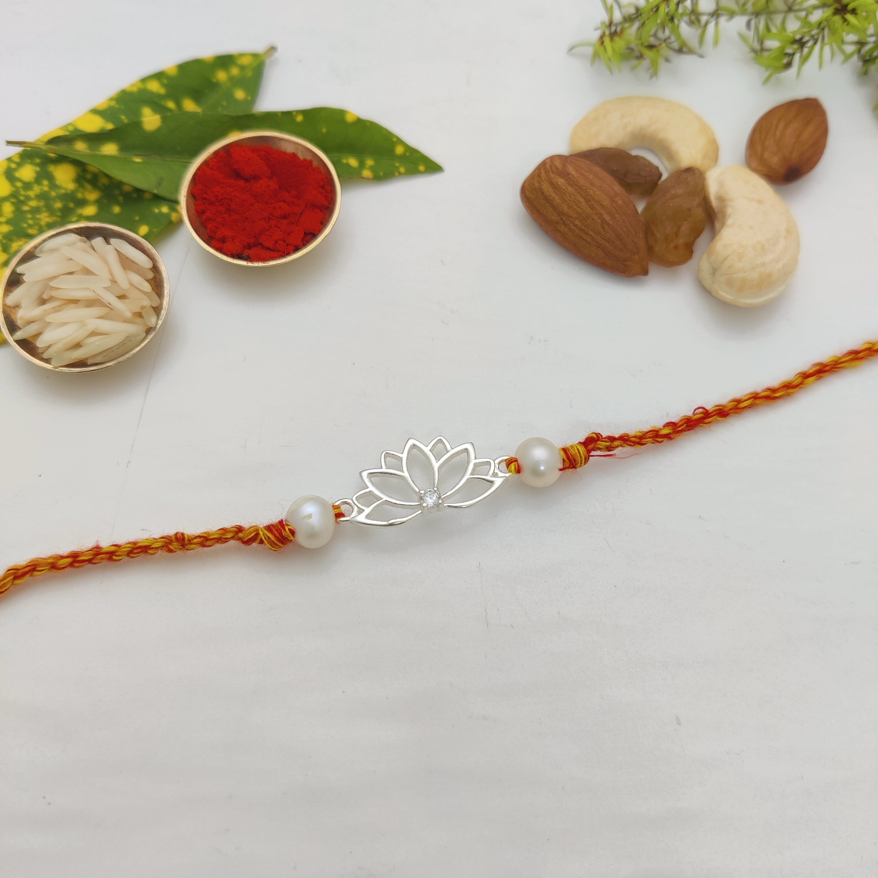 Lotus Pure Silver Rakhi