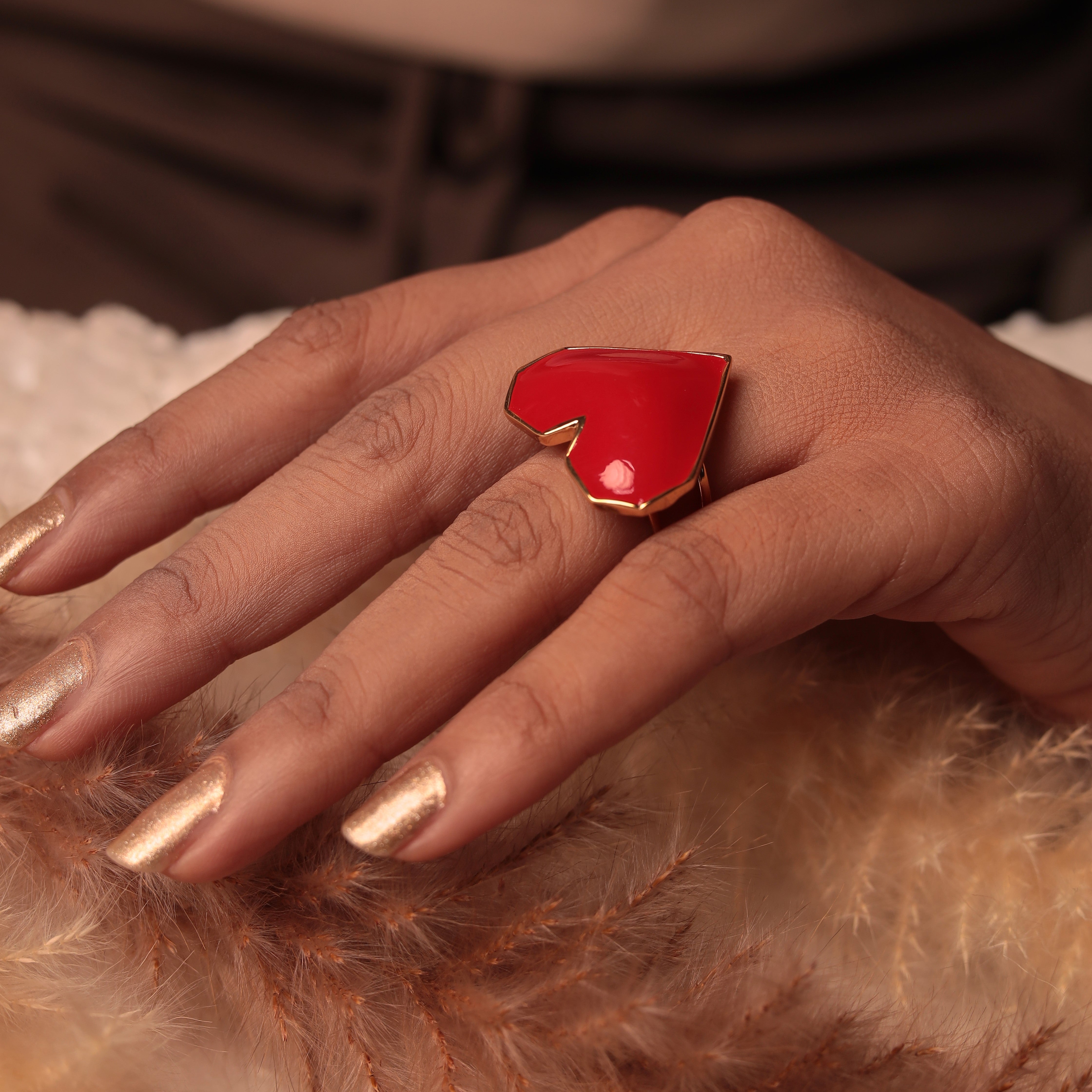 "Crimson Heartbeat" Enamel Ring