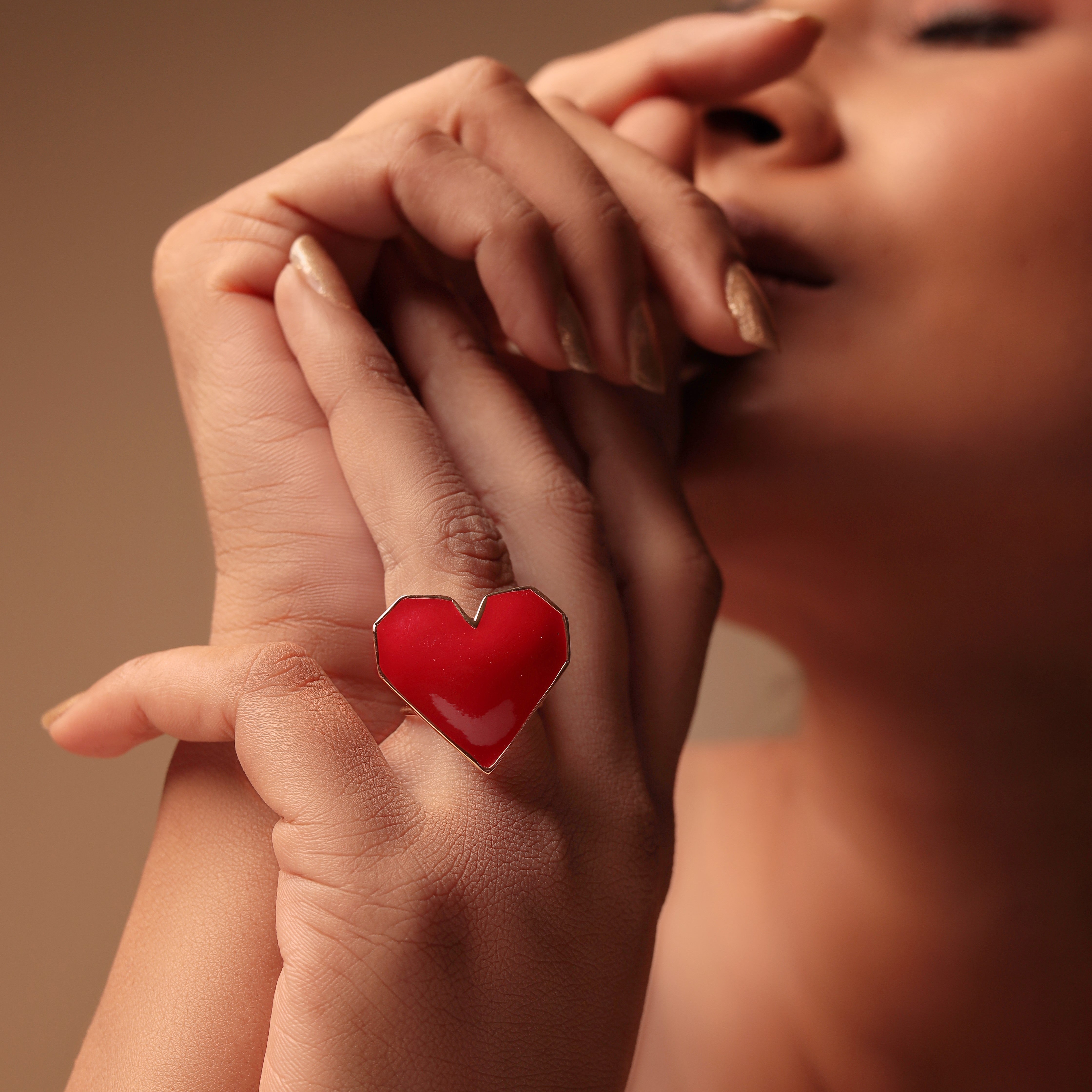 "Crimson Heartbeat" Enamel Ring