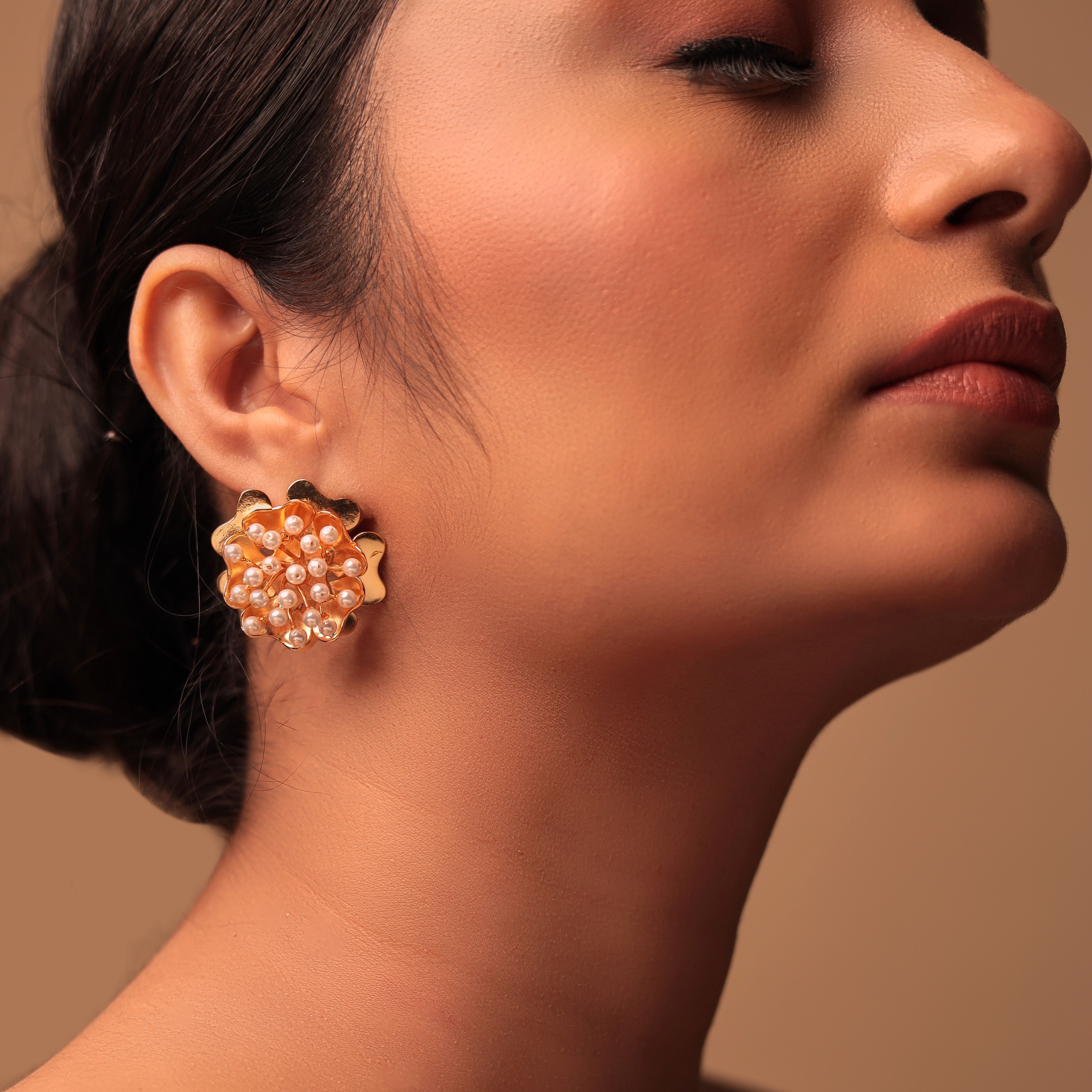 Floral Pearl Cluster Earrings