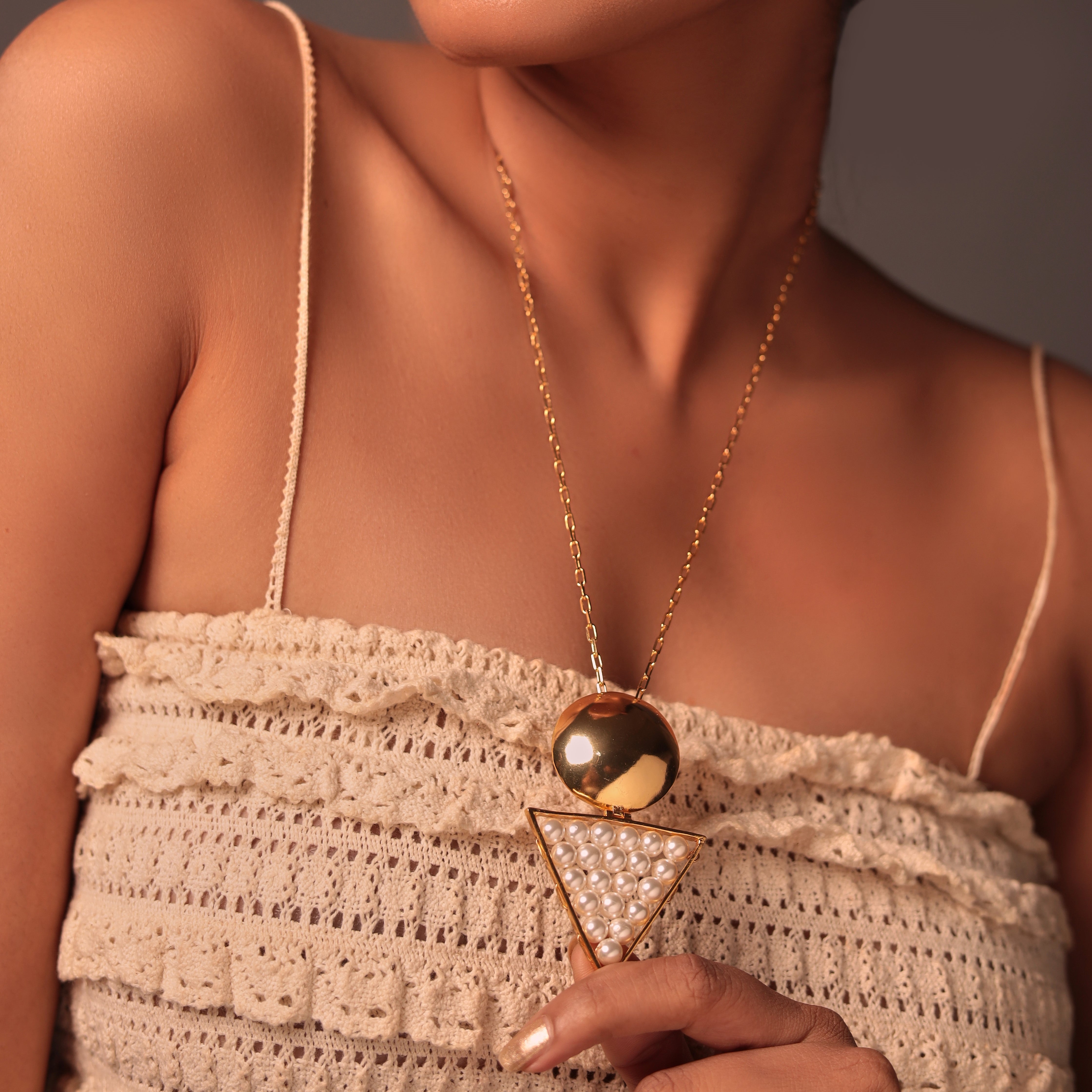 Crescent Crown Pearl Pendant