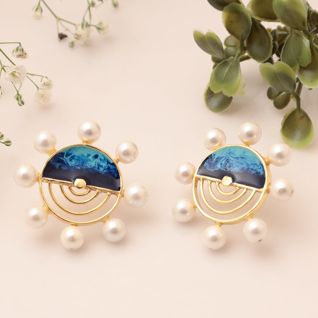 Contemporary Cardinal -- Dark Blue & Turquoise Studs