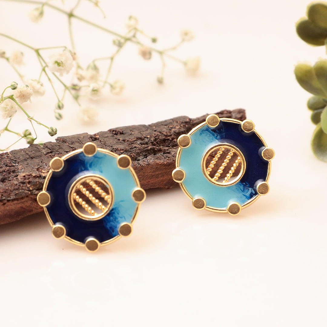 Dual Colour Geometric Modern Meena Earrings