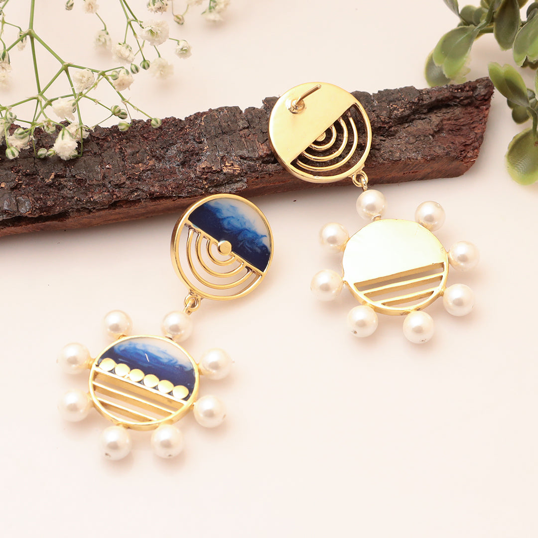 Yang And Yin -- Indigo Splash Earrings