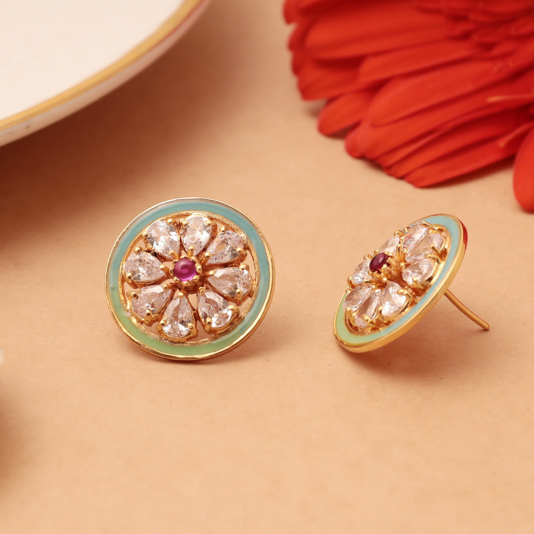 Dual Tone Enamel Earrings