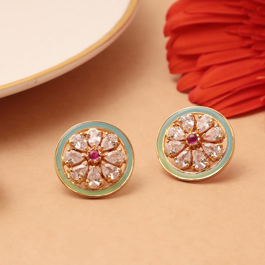 Dual Tone Enamel Earrings