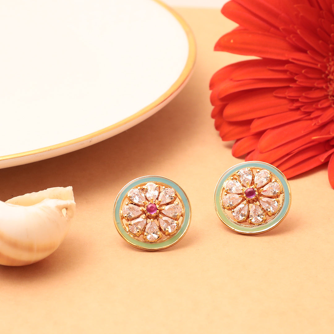 Dual Tone Enamel Earrings