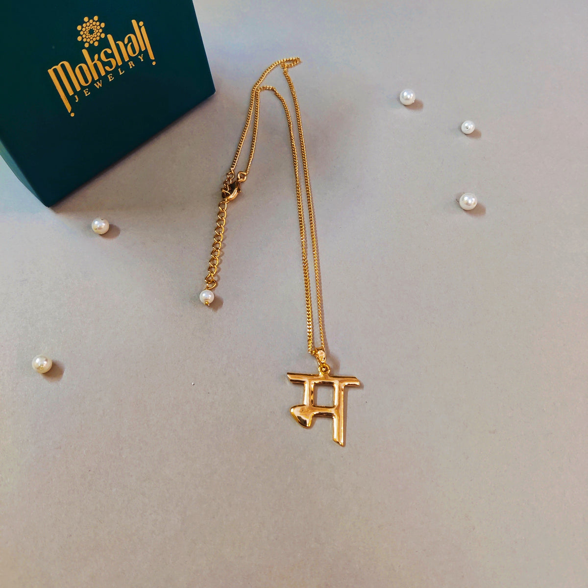 म' Hindi Letter Initial Pendant | Mokshali Jewelry
